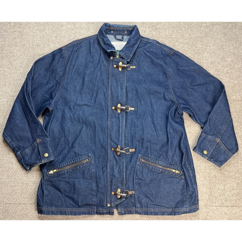 Lauren Jeans Co. Ralph Lauren Women's Vtg Fireman Clasp Denim Jacket Size 2X - Picture 1 of 11